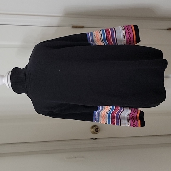 Ulla Popken Size 20/22 Black with Fair Isle Pattern Sleeve Turtleneck Sweater - Picture 4 of 12